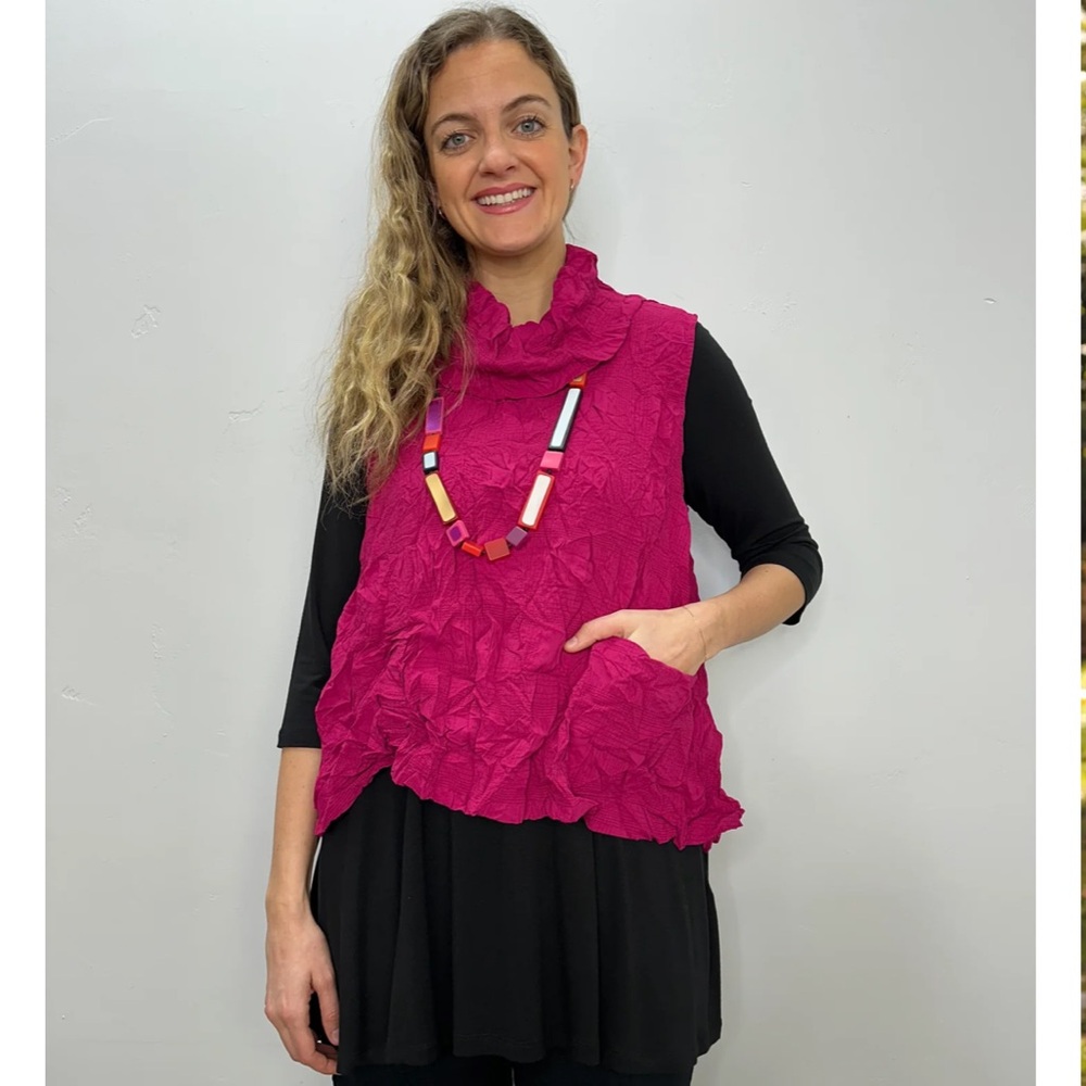 Chalet Vibrant Pink Textured Sleeveless Blouse Sz: 1X - Picture 4 of 15